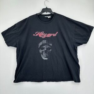 Vtg No Boundaries Hazard Tshirt Mens 3XL Black Red Pirate Skull Grunge‎ Tee Y2K